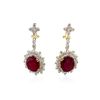 Image 1 : 14KT Yellow Gold 20.80ctw Ruby and Diamond Dangle Earrings