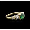 Image 2 : 14KT Yellow Gold 0.65ct Emerald and Diamond Ring