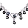 Image 2 : 14KT White Gold 5.71ctw Tahitian Cultured Pearl and Diamond Necklace