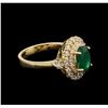 Image 2 : 14KT Yellow Gold 1.45ct Emerald and Diamond Ring
