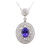 Image 4 : 18KT White Gold 2.85ct Tanzanite and Diamond Pendant With Chain