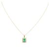 Image 1 : 14KT Yellow Gold 1.09ct Emerald and Diamond Pendant With Chain