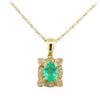 Image 2 : 14KT Yellow Gold 1.09ct Emerald and Diamond Pendant With Chain