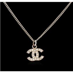 Authentic Chanel Rhinestone Logo Necklace