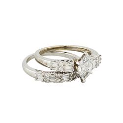 18KT White Gold 1.39ctw Diamond Engagement Ring and Band Set