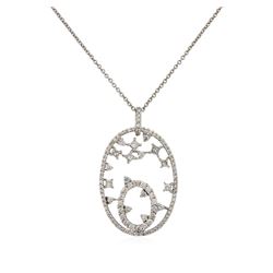 18KT White Gold 1.08ctw Diamond Pendant with Chain