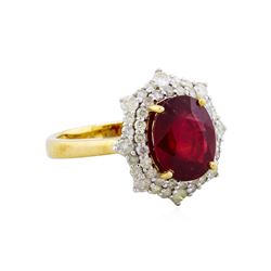 14KT Yellow Gold 4.14ct Ruby and Diamond Ring