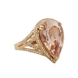 14KT Rose Gold 9.62ct Morganite and Diamond Ring