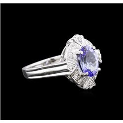 14KT White Gold 1.67ct Tanzanite and Diamond Ring