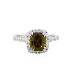 14KT White Gold GIA 1.80ct Chrysoberyl and Diamond Ring