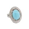 Image 4 : 14KT White Gold 3.79ct Turquoise and Diamond Ring