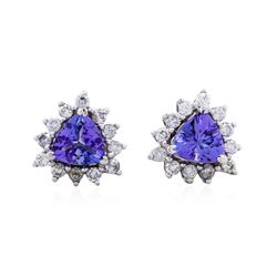 14KT White Gold 1.03ctw Tanzanite and Diamond Earrings