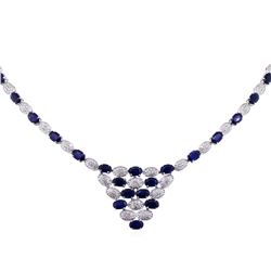 14KT White Gold 22.73ct Sapphire and Diamond Necklace