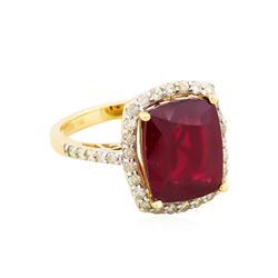 14KT Yellow Gold 7.56ct Ruby and Diamond Ring