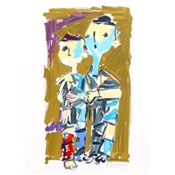 Pinchas Litvinovsky, Two Boys, Lithograph