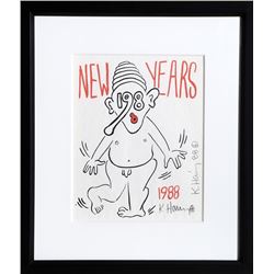 Keith Haring, New Years Invitation 1988 (Nude), Silkscreen