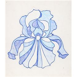 Lowell Blair Nesbitt, Blue Iris, Hand-Colored Etching