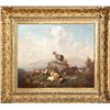 Image 1 : P. Reichardt, Mountain Landscape with Goatherd and Goats, Oil Painting
