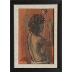 Moses Soyer, Profile of a Nude Woman, Oil Painting