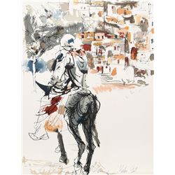 Moshe Gat, Donkey and Rider from People in Israel, Lithograph