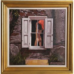 Sandu Liberman, Nude in the Window, Oil Painting