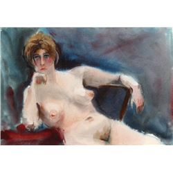 Eve Nethercott, Pensive Nude (P5.70), Watercolor Painting