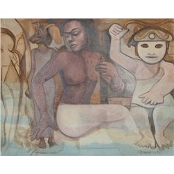 John F. Leonard, Nude Goddess, Oil Painting