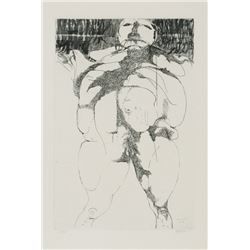 Leonard Baskin, Nude Man, Etching