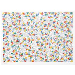 George Chemeche, Dancing Duck in Flowers, Serigraph