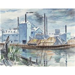 Charles Blaze Vukovich, Factory, Watercolor Painting