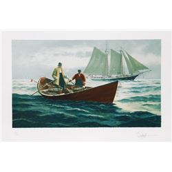 Eldred Clark Johnson, Dorymen and Wind Jammer, Lithograph