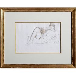 Raphael Soyer, Reclining Nude Woman (25), Ink Drawing