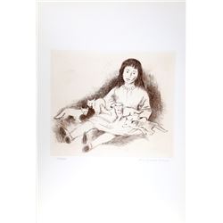 Raphael Soyer, Girl with Wolves, Etching