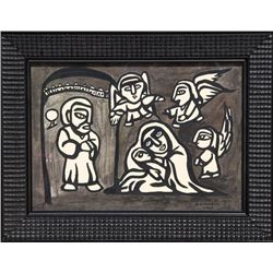 Raimundo de Oliveira, The Adoration, Gouache Painting