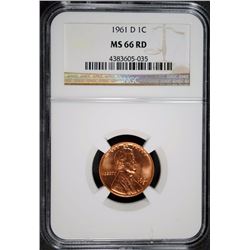 1961-D LINCOLN CENT, NGC MS-66 RED  BETTER DATE!