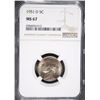 Image 1 : 1951-D JEFFERSON NICKEL, NGC MS-67 POPULATION OF ONLY ( 64 )  RARE!!