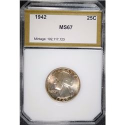 1942 WASHINGTON QUARTER, PCI SUPERB BU+