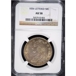 1836 BUST HALF DOLLAR, NGC AU-58
