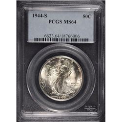 1944-S WALKING LIBERTY HALF DOLLAR, PCGS MS-64