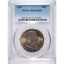 1957 FRANKLIN HALF DOLLAR, PCGS MS-66 FBL  COLOR
