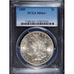 1889 MORGAN SILVER DOLLAR, PCGS MS-64+  LOOKS MS-65