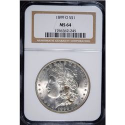 1899-O MORGAN SILVER DOLLAR, NGC MS-64 WHITE!