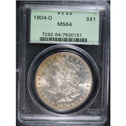 1904-O MORGAN SILVER DOLLAR, PCGS MS-64 GREEN LABEL