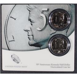 2014 P D Kennedy Clad 50th Anniversary, High Relief, Half Dollar 2 Coin Set