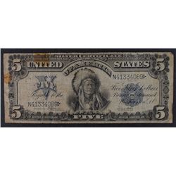 1899 $5 SILVER CERTIFICATE INDIAN CHIEF SMALL PINHOLE