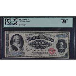 1886 $1 SILVER CERTIFICATE PCGS AU-50 MARTHA WASHINGTON FR.215