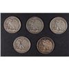 Image 2 : 5 - WALKING LIBERTY HALF DOLLARS - '42 XF, '44 F, '44-S VF, '44 F, '45 F