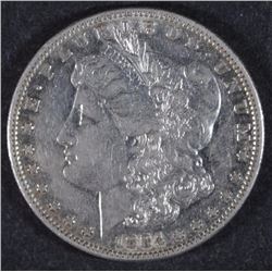 1884-S MORGAN SILVER DOLLAR, AU  KEY DATE