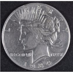 1934-S PEACE SILVER DOLLAR, XF  KEY DATE