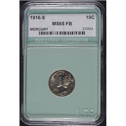 1916-S MERCURY DIME NTC GEM BU FB